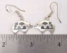 Navajo Bear Dangle Earrings In Sterling Silver