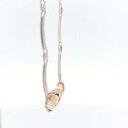 14K White Gold Baroque Pearl Diamond Bar Link Statement Necklace