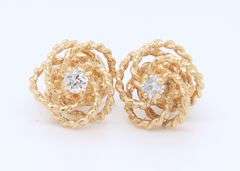 Gorgeous Yellow Gold Diamond Accent Love Knot Earrings