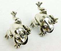 Whimsical Sterling Frog Earrings with Garnet Eyes