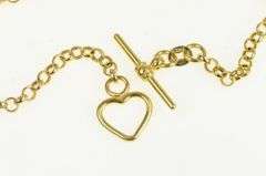 14K Yellow Gold Cable Chain Heart Toggle Clasp Vintage Bracelet