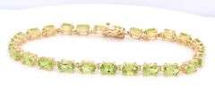10KT Yellow Gold Peridot Tennis Bracelet