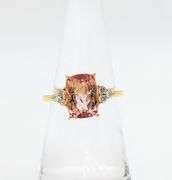 14KT YELLOW GOLD, PINK TOURMALINE, & DIAMOND COCKTAIL RING