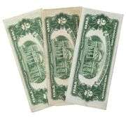 3 1928 G $2 Red Seal US Notes