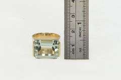 14K Yellow Gold Emerald Cut Aquamarine Vintage Statement Ring