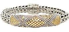 John Hardy Dot Wheat Two Tone Bangle Bracelet in 18K and Sterling