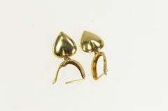 14K Yellow Gold Puffy Heart Vintage Forget Me Not Dangle Earrings