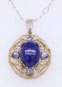 925 Sterling Silver Lapis and Tanzanite Pendant on Chain Necklace