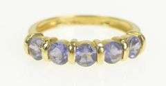 14K Yellow Gold Five Stone Tanzanite Vintage Wedding Band Ring