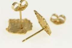 14K Yellow Gold Maple Leaf Nature Motif Vintage Stud Earrings