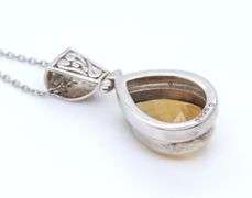 Vintage 925 Sterling Silver Pear Shaped Citrine Pendant on Chain