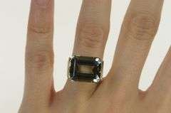 14K Yellow Gold Emerald Cut Aquamarine Vintage Statement Ring