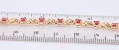 10KT Yello Gold Red Spinel Tennis Bracelet