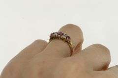 9K Yellow Gold Victorian Syn. Ruby Sim. Diamond Ornate Ring