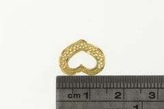 14K Yellow Gold Filigree Heart Vintage Love Symbol Charm/Pendant