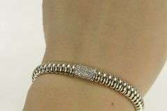 18K White Gold Pave Diamond 8mm Omega Chain Statement Bracelet