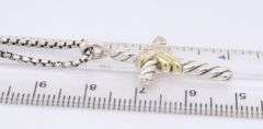Trendy David Yurman 2 Tone X Diamond Cross Pendant on Chain Necklace