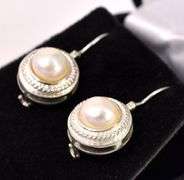Pearl Dangle Earrings In Sterling Silver
