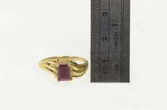 10K Yellow Gold Natural Ruby Emerald Cut Ruby Ornate Bypass Ring