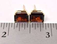 Gorgeous Red Garnet Stud Earrings In 14K Yellow Gold