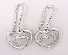 Heart Dangle Earrings In Sterling Silver
