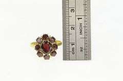 18K Yellow Gold Oval Garnet Halo Vintage Cocktail Statement Ring