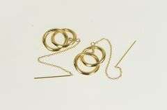 14K Yellow Gold Two Tiered Circle Round Vintage Dangle Chain Earrings