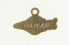 14K Yellow Gold Hawaii State Shape Cut Out Map Souvenir Charm/Pendant