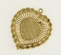 14K Yellow Gold 1950's Heart Love Symbol Photo Locket Pendant