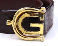 Gucci Gold Metal G Buckle Leather Belt