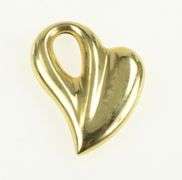 14K Yellow Gold Puffy Asymmetrical Heart Love Valentine Slide Pendant