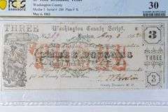 $3 1862 Brenham Texas Washington County  May 6 1862 Note PCGS VF 30