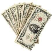 7 1953 1953 A Red Seal $5 US Notes Including a Star