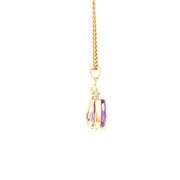 14K Yellow Gold Pear Amethyst Diamond Accent Statement Pendant