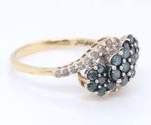 10KT White Gold Green sapphires And Diamond Accent Ring