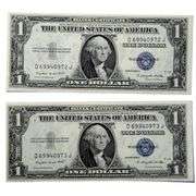 2 1935 G $ 1 CH CU Silver Certificates.