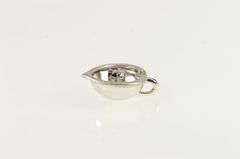 14K White Gold Retro Pink Sim. Opal Diamond Curved Heart Pendant