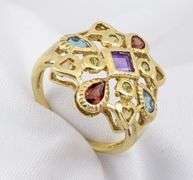 Colorful Geometric Pattern Stone Ring