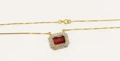 GROUP LOF OF 4x 14KT SOLID GOLD, PINK TOURMALINE, & DIAMONDS NECKLACES