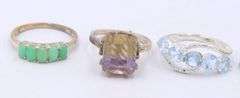 Sterling Silver Mixed Gemstone Ring Lot