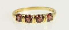 14K Yellow Gold Classic Garnet Four Stone Vintage Band Ring