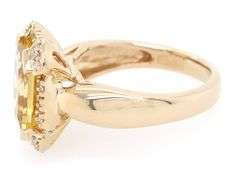 Radiant Cut Citrine and 0.25ctw Diamond Frame Ring in 14K
