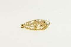 14K Yellow Gold Mom Heart Filigree Mother's Day Love Pendant