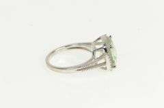 10K White Gold Cushion Prasiolite Diamond Halo Statement Ring