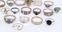 Big Group Lot of Vintage 925 Sterling Silver Rings