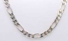 Italian 925 Sterling Silver Heavy Figaro Chain Necklace