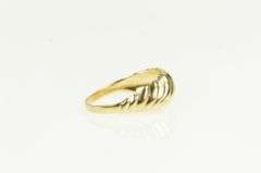 14K Yellow Gold Domed Striped Grooved Vintage Statement Ring