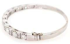 3.65ctw Round and Princess Diamond Bangle Bracelet in 18K
