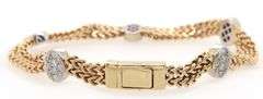 Italian 0.75ctw Pave Diamond Two Tone Station Bracelet in 14K
