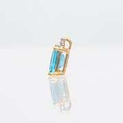 Solid10 Kt Gold Natural Swiss Blue Topaz Pendant
